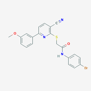molecular formula C21H16BrN3O2S B459860 N-(4-bromophenyl)-2-[3-cyano-6-(3-methoxyphenyl)pyridin-2-yl]sulfanylacetamide CAS No. 445269-35-2