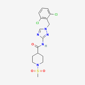 molecular formula C16H19Cl2N5O3S B4598648 N~4~-[1-(2,6-DICHLOROBENZYL)-1H-1,2,4-TRIAZOL-3-YL]-1-(METHYLSULFONYL)-4-PIPERIDINECARBOXAMIDE 
