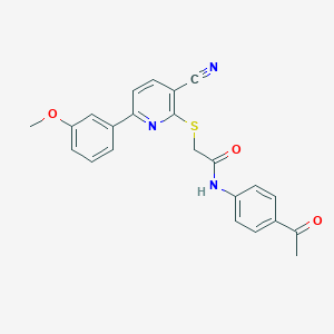 molecular formula C23H19N3O3S B459880 N-(4-acetylphenyl)-2-[3-cyano-6-(3-methoxyphenyl)pyridin-2-yl]sulfanylacetamide CAS No. 445380-83-6