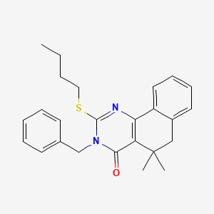molecular formula C25H28N2OS B4598875 3-benzyl-2-(butylthio)-5,5-dimethyl-5,6-dihydrobenzo[h]quinazolin-4(3H)-one 