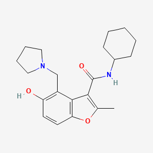 molecular formula C21H28N2O3 B4598892 N-CYCLOHEXYL-5-HYDROXY-2-METHYL-4-[(PYRROLIDIN-1-YL)METHYL]-1-BENZOFURAN-3-CARBOXAMIDE 