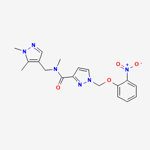 molecular formula C18H20N6O4 B4598973 N~3~-[(1,5-DIMETHYL-1H-PYRAZOL-4-YL)METHYL]-N~3~-METHYL-1-[(2-NITROPHENOXY)METHYL]-1H-PYRAZOLE-3-CARBOXAMIDE 