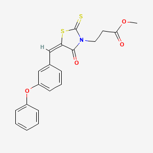 molecular formula C20H17NO4S2 B4598996 methyl 3-[(5E)-4-oxo-5-[(3-phenoxyphenyl)methylidene]-2-sulfanylidene-1,3-thiazolidin-3-yl]propanoate 
