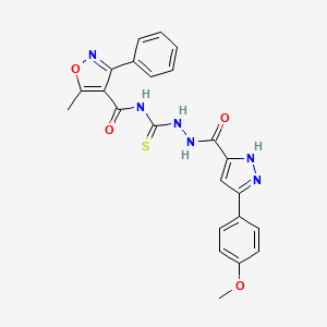 molecular formula C23H20N6O4S B4599018 N~4~-[(2-{[5-(4-METHOXYPHENYL)-1H-PYRAZOL-3-YL]CARBONYL}HYDRAZINO)CARBOTHIOYL]-5-METHYL-3-PHENYL-4-ISOXAZOLECARBOXAMIDE 
