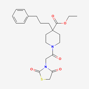 molecular formula C22H28N2O5S B4599033 ethyl 1-[(2,4-dioxo-1,3-thiazolidin-3-yl)acetyl]-4-(3-phenylpropyl)-4-piperidinecarboxylate 