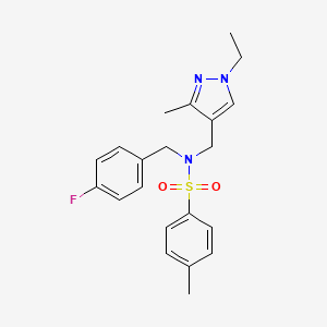 molecular formula C21H24FN3O2S B4599041 N-[(1-ETHYL-3-METHYL-1H-PYRAZOL-4-YL)METHYL]-N-(4-FLUOROBENZYL)-4-METHYL-1-BENZENESULFONAMIDE 
