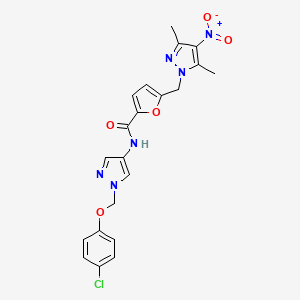 molecular formula C21H19ClN6O5 B4599101 N-{1-[(4-chlorophenoxy)methyl]-1H-pyrazol-4-yl}-5-[(3,5-dimethyl-4-nitro-1H-pyrazol-1-yl)methyl]-2-furamide 
