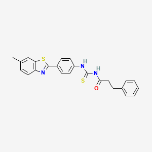 molecular formula C24H21N3OS2 B4599108 N-({[4-(6-methyl-1,3-benzothiazol-2-yl)phenyl]amino}carbonothioyl)-3-phenylpropanamide 