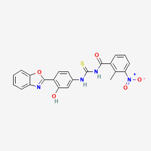 molecular formula C22H16N4O5S B4599133 N-{[4-(1,3-benzoxazol-2-yl)-3-hydroxyphenyl]carbamothioyl}-2-methyl-3-nitrobenzamide 
