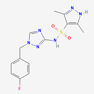 molecular formula C14H15FN6O2S B4599275 N~4~-[1-(4-FLUOROBENZYL)-1H-1,2,4-TRIAZOL-3-YL]-3,5-DIMETHYL-1H-PYRAZOLE-4-SULFONAMIDE 