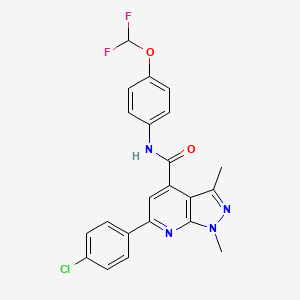 molecular formula C22H17ClF2N4O2 B4599387 6-(4-CHLOROPHENYL)-N~4~-[4-(DIFLUOROMETHOXY)PHENYL]-1,3-DIMETHYL-1H-PYRAZOLO[3,4-B]PYRIDINE-4-CARBOXAMIDE 