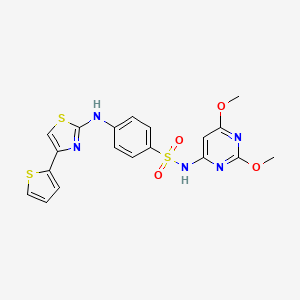 molecular formula C19H17N5O4S3 B4599412 N-(2,6-dimethoxy-4-pyrimidinyl)-4-{[4-(2-thienyl)-1,3-thiazol-2-yl]amino}benzenesulfonamide 