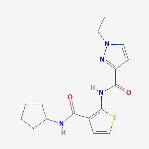 molecular formula C16H20N4O2S B4599554 N-[3-(cyclopentylcarbamoyl)thiophen-2-yl]-1-ethyl-1H-pyrazole-3-carboxamide 