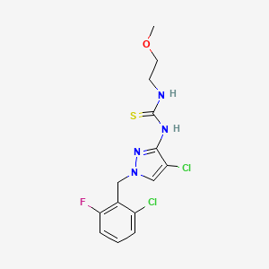 molecular formula C14H15Cl2FN4OS B4599555 N-[4-chloro-1-(2-chloro-6-fluorobenzyl)-1H-pyrazol-3-yl]-N'-(2-methoxyethyl)thiourea 