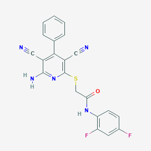2-[(6-amino-3,5-dicyano-4-phenyl-2-pyridinyl)sulfanyl]-N-(2,4-difluorophenyl)acetamide