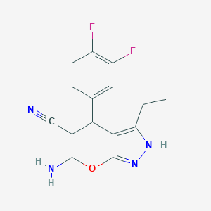 6-Amino-4-(3,4-difluorophenyl)-3-ethyl-2,4-dihydropyrano[2,3-c]pyrazole-5-carbonitrile