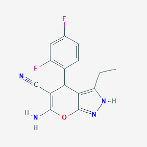 6-Amino-4-(2,4-difluorophenyl)-3-ethyl-2,4-dihydropyrano[2,3-c]pyrazole-5-carbonitrile