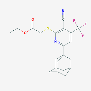 Ethyl 2-{[6-(1-adamantyl)-3-cyano-4-(trifluoromethyl)-2-pyridinyl]sulfanyl}acetate