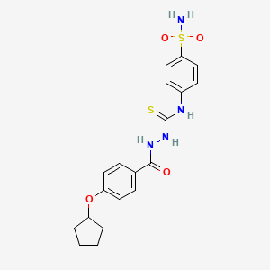 molecular formula C19H22N4O4S2 B4599763 N-[4-(aminosulfonyl)phenyl]-2-[4-(cyclopentyloxy)benzoyl]hydrazinecarbothioamide 