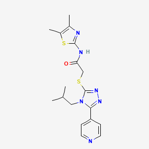 molecular formula C18H22N6OS2 B4599824 N-(4,5-dimethyl-1,3-thiazol-2-yl)-2-{[4-(2-methylpropyl)-5-(pyridin-4-yl)-4H-1,2,4-triazol-3-yl]sulfanyl}acetamide 