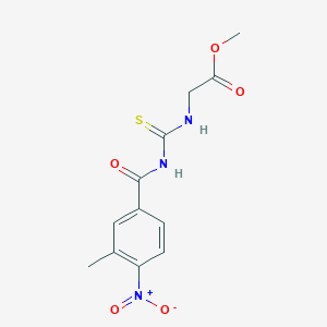 molecular formula C12H13N3O5S B4599835 Methyl 2-[(3-methyl-4-nitrobenzoyl)carbamothioylamino]acetate 