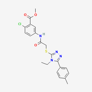 molecular formula C21H21ClN4O3S B4599925 methyl 2-chloro-5-[({[4-ethyl-5-(4-methylphenyl)-4H-1,2,4-triazol-3-yl]sulfanyl}acetyl)amino]benzoate 