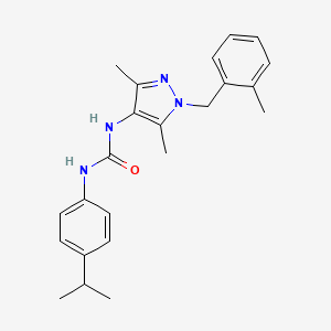 molecular formula C23H28N4O B4599930 N-[3,5-dimethyl-1-(2-methylbenzyl)-1H-pyrazol-4-yl]-N'-(4-isopropylphenyl)urea 