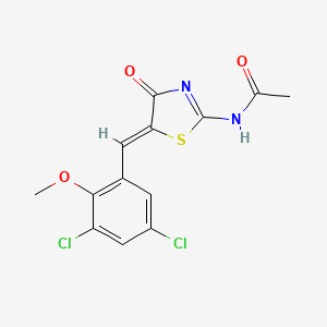 molecular formula C13H10Cl2N2O3S B4600030 N-[5-(3,5-dichloro-2-methoxybenzylidene)-4-oxo-1,3-thiazolidin-2-ylidene]acetamide 