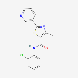 molecular formula C16H12ClN3OS B4600040 N-(2-chlorophenyl)-4-methyl-2-(pyridin-3-yl)-1,3-thiazole-5-carboxamide 