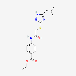 molecular formula C17H22N4O3S B4600108 ETHYL 4-({2-[(5-ISOBUTYL-4H-1,2,4-TRIAZOL-3-YL)SULFANYL]ACETYL}AMINO)BENZOATE 