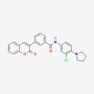 molecular formula C26H21ClN2O3 B4600206 N-[3-chloro-4-(1-pyrrolidinyl)phenyl]-3-(2-oxo-2H-chromen-3-yl)benzamide 