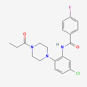 molecular formula C20H21ClFN3O2 B4600241 N-[5-chloro-2-(4-propanoylpiperazin-1-yl)phenyl]-4-fluorobenzamide 