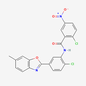 molecular formula C21H13Cl2N3O4 B4600243 2-chloro-N-[2-chloro-5-(6-methyl-1,3-benzoxazol-2-yl)phenyl]-5-nitrobenzamide 