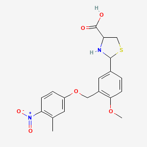 molecular formula C19H20N2O6S B4600282 2-{4-METHOXY-3-[(3-METHYL-4-NITROPHENOXY)METHYL]PHENYL}-1,3-THIAZOLANE-4-CARBOXYLIC ACID 