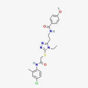 molecular formula C23H26ClN5O3S B4600293 N-{2-[5-({2-[(4-chloro-2-methylphenyl)amino]-2-oxoethyl}sulfanyl)-4-ethyl-4H-1,2,4-triazol-3-yl]ethyl}-4-methoxybenzamide 