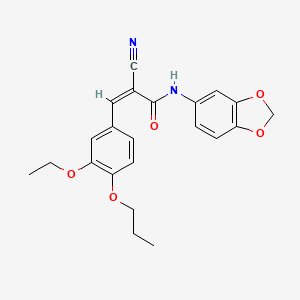 molecular formula C22H22N2O5 B4600659 N-1,3-benzodioxol-5-yl-2-cyano-3-(3-ethoxy-4-propoxyphenyl)acrylamide 