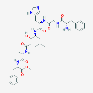 molecular formula C38H52N8O8 B046013 methyl (2S)-2-[[(2S)-2-[[(3S,4S)-4-[[(2S)-2-[[2-[[(2S)-2-amino-3-phenylpropanoyl]amino]acetyl]amino]-3-(1H-imidazol-5-yl)propanoyl]amino]-3-hydroxy-6-methylheptanoyl]amino]propanoyl]amino]-3-phenylpropanoate CAS No. 112317-45-0