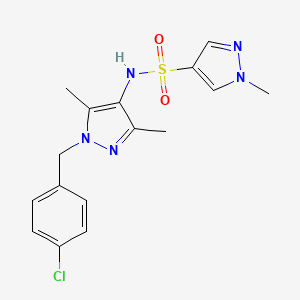molecular formula C16H18ClN5O2S B4601886 N~4~-[1-(4-CHLOROBENZYL)-3,5-DIMETHYL-1H-PYRAZOL-4-YL]-1-METHYL-1H-PYRAZOLE-4-SULFONAMIDE 