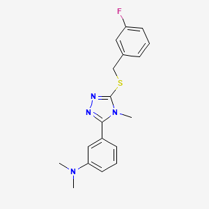 molecular formula C18H19FN4S B4602131 N-(3-{5-[(3-FLUOROBENZYL)SULFANYL]-4-METHYL-4H-1,2,4-TRIAZOL-3-YL}PHENYL)-N,N-DIMETHYLAMINE 
