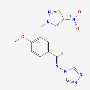 molecular formula C14H13N7O3 B4602278 N-{4-methoxy-3-[(4-nitro-1H-pyrazol-1-yl)methyl]benzylidene}-4H-1,2,4-triazol-4-amine 