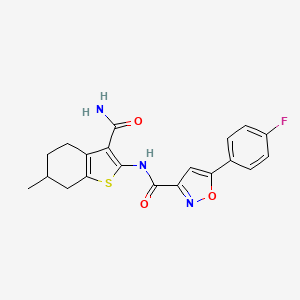 molecular formula C20H18FN3O3S B4602791 N-[3-(aminocarbonyl)-6-methyl-4,5,6,7-tetrahydro-1-benzothien-2-yl]-5-(4-fluorophenyl)-3-isoxazolecarboxamide 