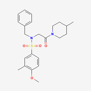 molecular formula C23H30N2O4S B4602812 N-BENZYL-4-METHOXY-3-METHYL-N-[2-(4-METHYLPIPERIDIN-1-YL)-2-OXOETHYL]BENZENE-1-SULFONAMIDE 