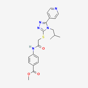 molecular formula C21H23N5O3S B4602846 methyl 4-[({[4-(2-methylpropyl)-5-(pyridin-4-yl)-4H-1,2,4-triazol-3-yl]sulfanyl}acetyl)amino]benzoate 