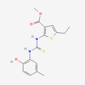 molecular formula C16H18N2O3S2 B4602905 methyl 5-ethyl-2-({[(2-hydroxy-5-methylphenyl)amino]carbonothioyl}amino)-3-thiophenecarboxylate 