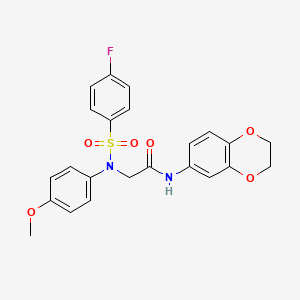 molecular formula C23H21FN2O6S B4602948 N-(2,3-dihydro-1,4-benzodioxin-6-yl)-N~2~-[(4-fluorophenyl)sulfonyl]-N~2~-(4-methoxyphenyl)glycinamide 