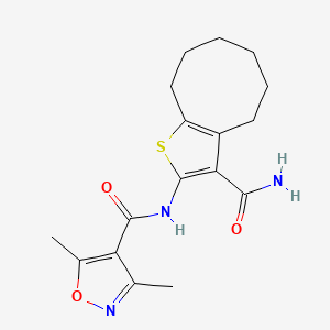 molecular formula C17H21N3O3S B4603083 N-(3-CARBAMOYL-4,5,6,7,8,9-HEXAHYDROCYCLOOCTA[B]THIOPHEN-2-YL)-3,5-DIMETHYL-4-ISOXAZOLECARBOXAMIDE 
