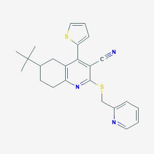 molecular formula C24H25N3S2 B460323 6-tert-butyl-2-{[(pyridin-2-yl)methyl]sulfanyl}-4-(thiophen-2-yl)-5,6,7,8-tetrahydroquinoline-3-carbonitrile CAS No. 327068-44-0