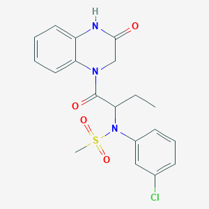 molecular formula C19H20ClN3O4S B4603304 N-(3-chlorophenyl)-N-{1-[(3-oxo-3,4-dihydro-1(2H)-quinoxalinyl)carbonyl]propyl}methanesulfonamide 