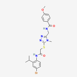 molecular formula C23H26BrN5O3S B4603355 N-({5-[(2-{[4-bromo-2-(propan-2-yl)phenyl]amino}-2-oxoethyl)sulfanyl]-4-methyl-4H-1,2,4-triazol-3-yl}methyl)-4-methoxybenzamide 