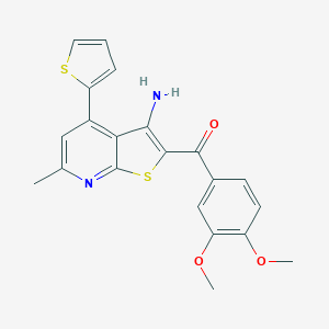 B460338 (3-Amino-6-methyl-4-thiophen-2-ylthieno[2,3-b]pyridin-2-yl)-(3,4-dimethoxyphenyl)methanone CAS No. 327067-20-9